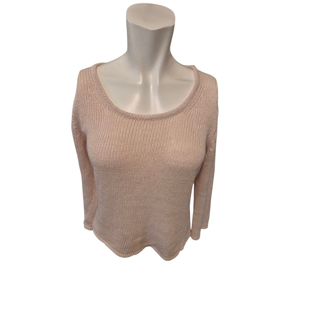 Votre Nom Linen Sweater Scoop Neck Rolled Hem Light Pink Sz XS-M